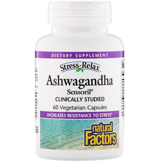 Natural Factors Czynniki naturalne, Stres-Relax, Ashwagandha, Sensoril, 60 Kapsułki wegetariańskie on Productcaster.