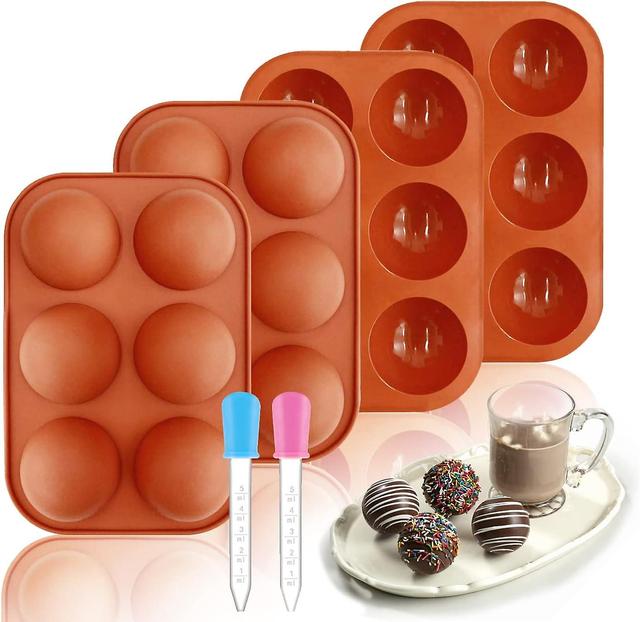 Pxcl 4 Silica Gel Molds, Hot Chocolate Bomb Molds, With 6 Semicircle Jelly Holes, And 2 Drops Of Chocolate Molds, Used To Make Hot Chocolate Bombs,... on Productcaster.