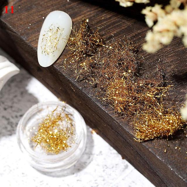 Gold Silver Aluminum Nail Foil Glitter Stickers Sequins Irregular Flakes Powder 11 on Productcaster.