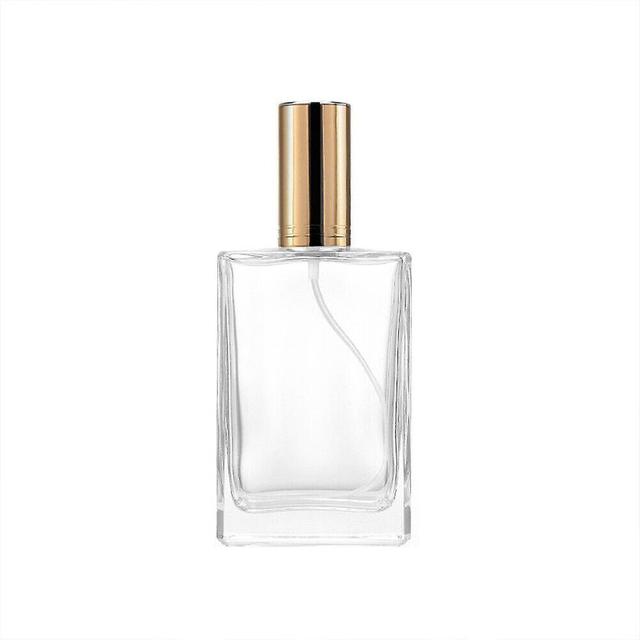 100ML Refillable Perfume Atomizer Empty Flat Glass Spray Bottle Containers Gold on Productcaster.