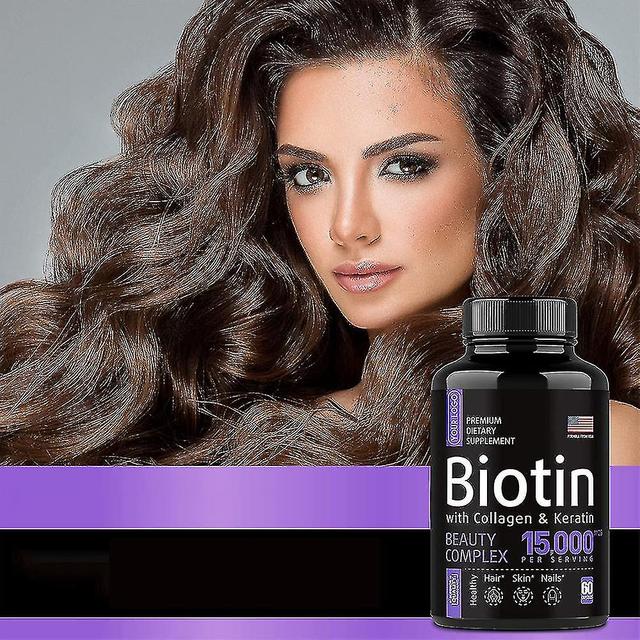 High Quantity Biotin Capsules With Collagen Vitamins 15,000 Mcg Biotin Increase Healthier, Shinier Hair, Skin & Nails & For Hair Growth-60 Capsules Co on Productcaster.