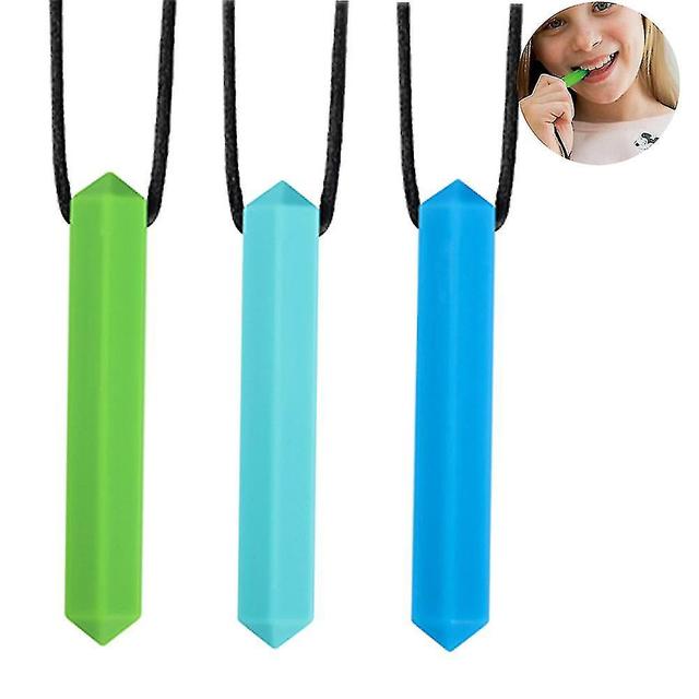 Collana sensuale pastello masticabile, silicone masticabile per bambini (3 pezzi, verde + blu + ciano) on Productcaster.