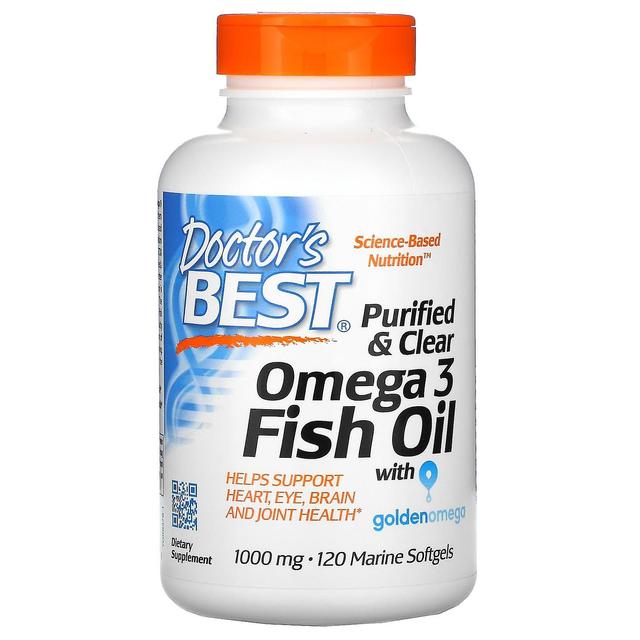 Doctor's Best, Purified & Clear Omega 3 Fish Oil with Goldenomega, 1,000 mg, 120 Marine Softgels on Productcaster.