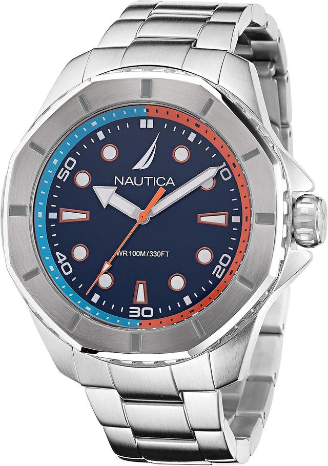 Relógio Masculino Nautica NAPKMS302 Prata e Azul on Productcaster.