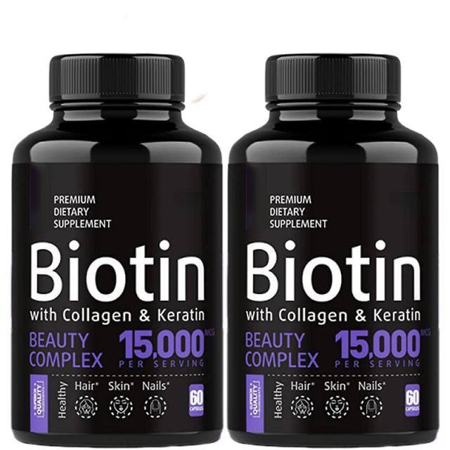 Capsules de biotine - Vitamine B7 de biotine de force maximale pour des cheveux et une peau sains et un soutien à la kératine - Sans OGM 2PCS on Productcaster.