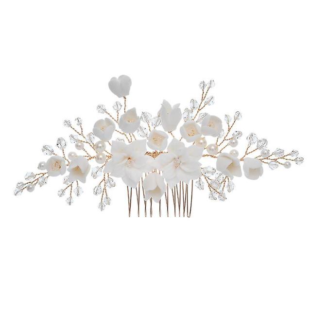 Dewenwils Dww-Peigne cheveux blonds monobloc Accessoires pour cheveux de marie Coiffe de fleurs en cramique Perle Accessoires pour cheveux europen... on Productcaster.