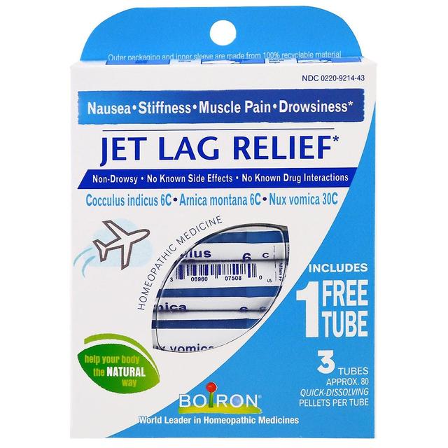 Boiron, Jet Lag Relief, 3 Tubes, 80 Quick-Dissolving Pellets Each on Productcaster.