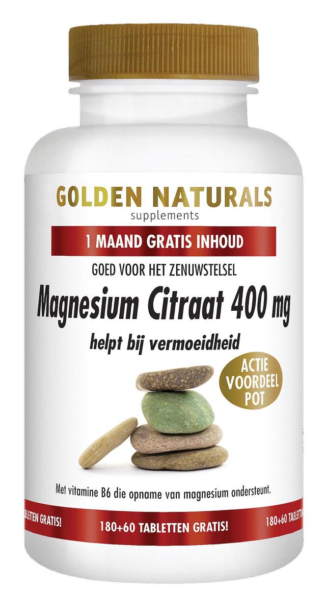 Golden Naturals Magnesium Citrate 400mg (180 + 60 FREE Vegan Tablets) on Productcaster.