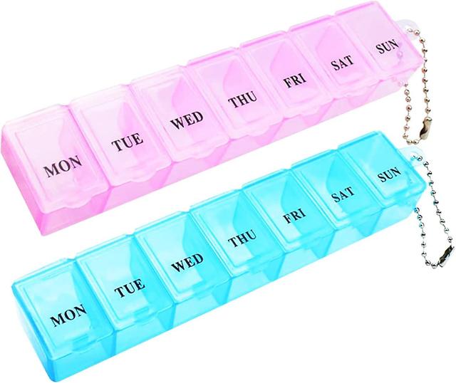 Lmell 3pcs Pill Box, Portable Pill Organiser Travel Tablet Box 7 Days Tablet Organiser Pink and Blue 2 packs on Productcaster.