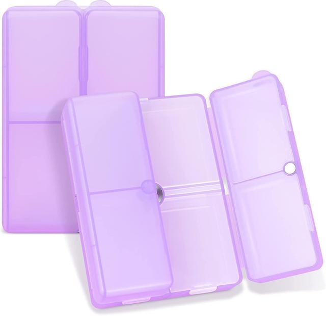 Pill Izer,2 Pcs 7 Comments Portable Pill Case Travel Pill Izer,[folding ] Pill Box For Purse Pocket To Hold Vitamins,cod Liv Clear Purple Large on Productcaster.