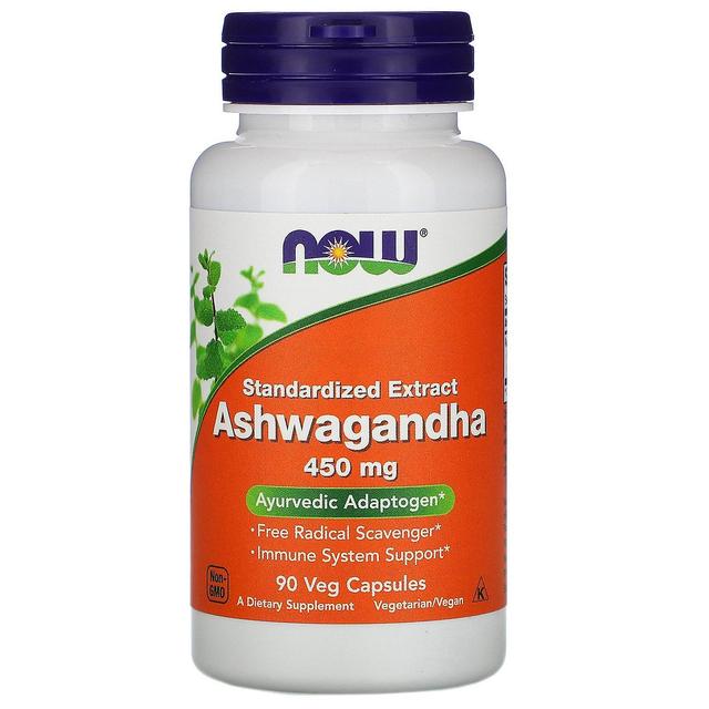 NOW Foods Agora Alimentos, Ashwagandha, Extrato Padronizado, 450 mg, 90 Veg Cápsulas on Productcaster.