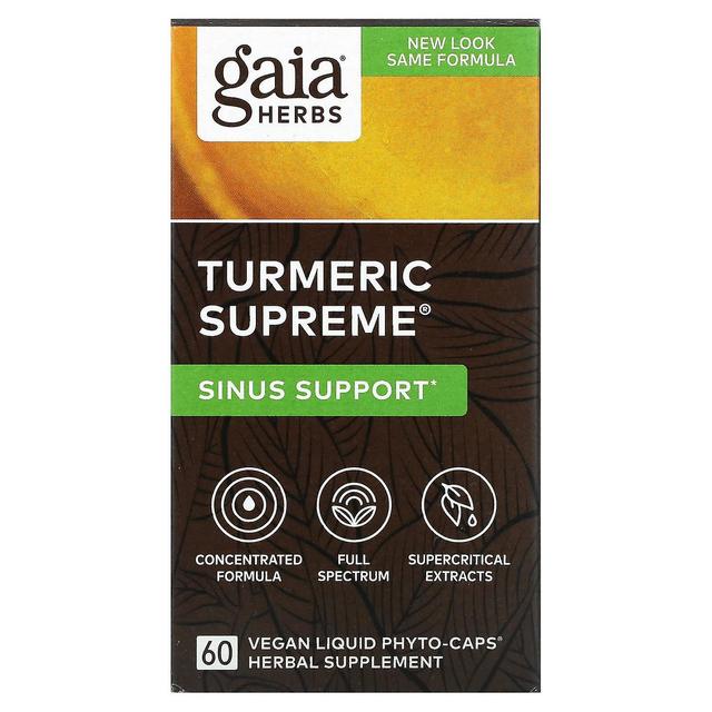 Gaia Herbs, Turmeric Supreme, Sinus Support, 60 Vegan Liquid Phyto-Caps on Productcaster.