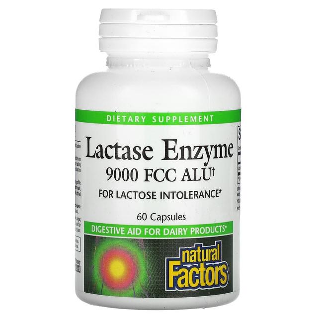 Natural Factors Fatores Naturais, Enzima Lactase, 9.000 FCC ALU, 60 Cápsulas on Productcaster.