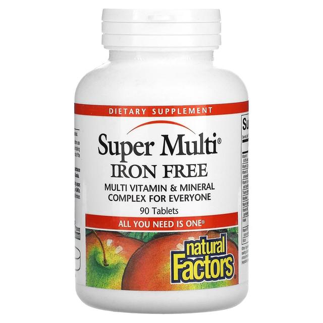 Natural Factors, Super Multi, rautaton, 90 tablettia on Productcaster.