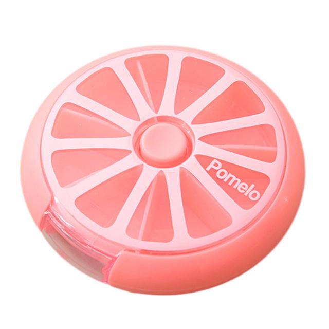 7 Compartments Fashion Rotating Medicine Box Multipurpose Dustproof Tablets Storage Box for Capsule Fish Oils Pink on Productcaster.