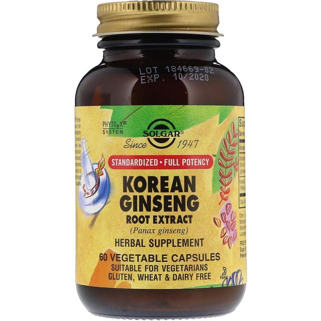 Solgar, Korean Ginseng Root Extract, 60 Vegetable Capsules on Productcaster.