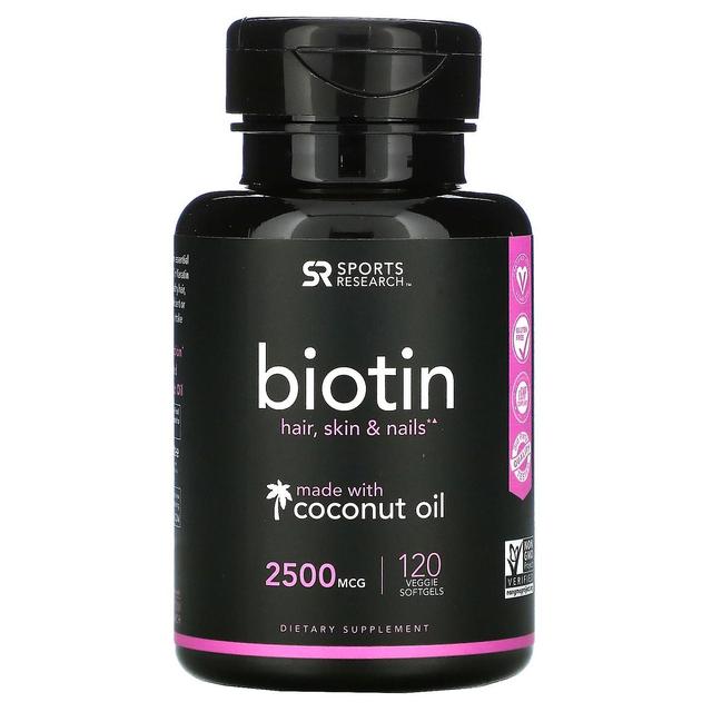 Sports Research Ricerca sportiva, Biotina con olio di cocco, 2.500 mcg, 120 Softgels vegetariani on Productcaster.