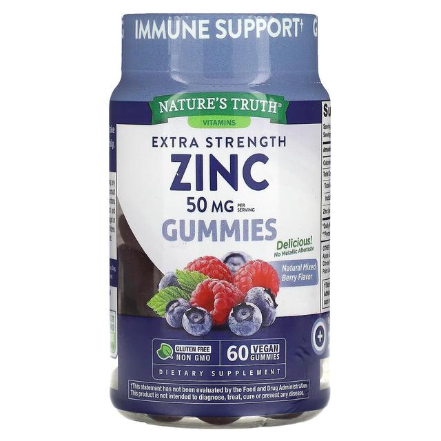 Nature's Truth Verdade da Natureza, Zinco de Força Extra, Baga Mista Natural, 50 mg, 60 Gummies Veganos on Productcaster.