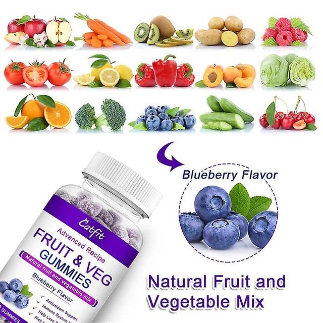 Visgaler Organic Blueberry Flavor Compound Fruit&vegetable Gummies Dietary Fiber Gastrointestinal Nursing Help Digestion Item 10PCS on Productcaster.