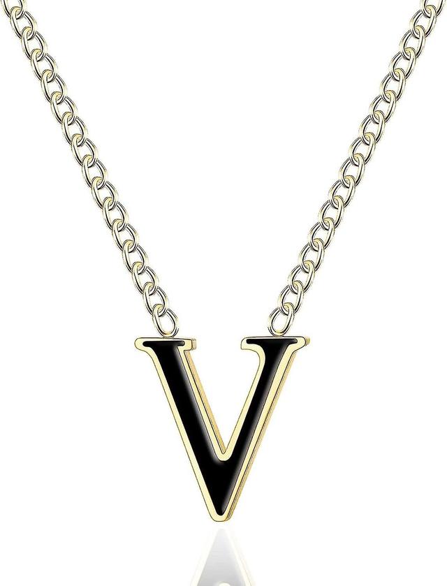 18k Gold-plated Letter Necklace, Stainless Steel Initial A-z Pendant Necklaces For Women Girls, Blac on Productcaster.