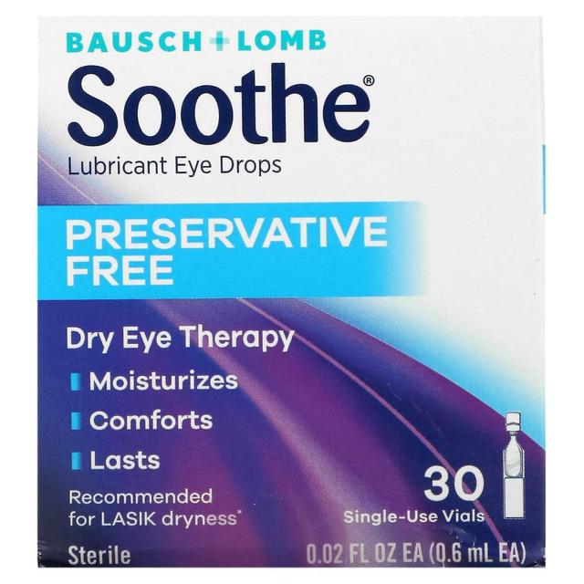 Bausch + Lomb, Soothe, Lubricant Eye Drops, Preservative Free, 30 Single-Use Vials, 0.02 fl oz (0.6 on Productcaster.