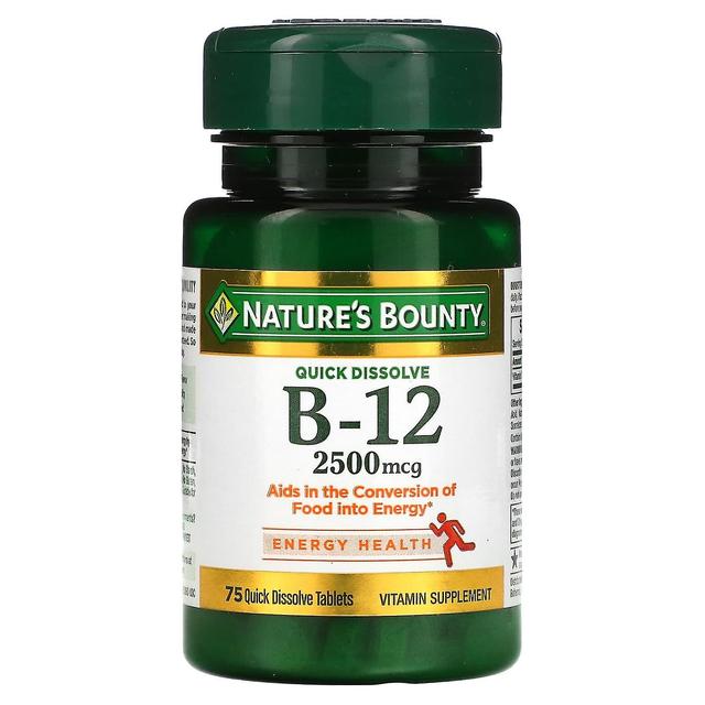 Natures Bounty Luonnon palkkio, B-12, luonnonkirsikka, 2,500 mcg, 75 nopeasti liukenevaa tablettia on Productcaster.