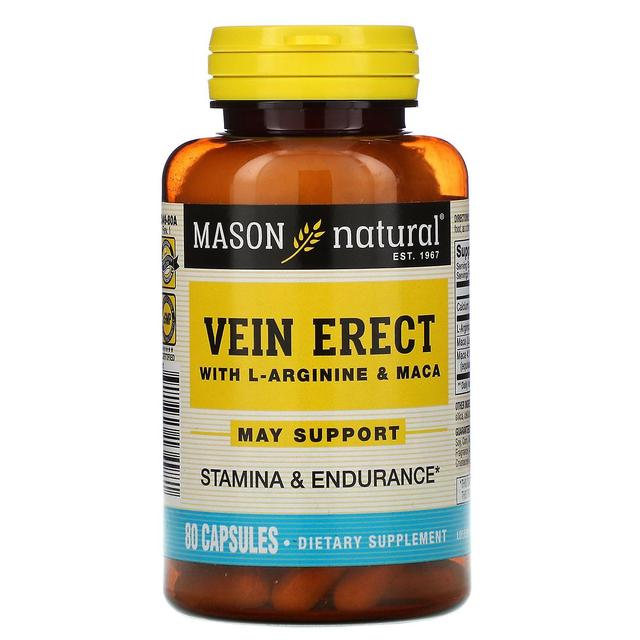 Mason Natural, Vein Erect with L-Arginine & Maca, 80 Capsules on Productcaster.