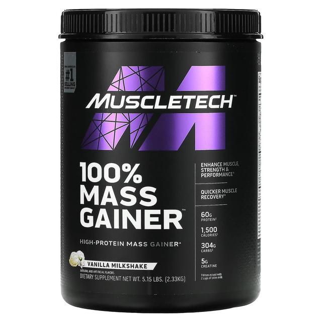 MuscleTech, 100% Mass Gainer, Vanilla Milkshake, 5.15 lbs (2.33 kg) on Productcaster.