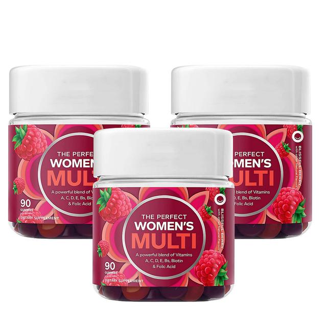 1 Pack Multivitamine Gummies voor dames | Vitamine A, D, C, E, Raw | Vitaminen, Foliumzuur, Kauwbare supplementen, Bessen, 90 Capsules/fles 3PCS on Productcaster.