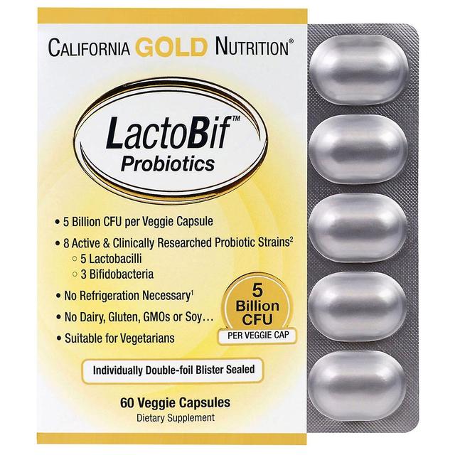 California Gold Nutrition, LactoBif Probiotika, 5 Milliarden KBE, 60 vegetarische Kapsel on Productcaster.