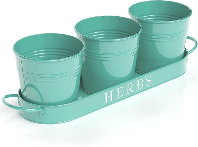 Hgbd-barnyard Designs Farmhouse Herb Garden Planter Indoor Planter Set With Tray Or Outdoor Apartment Window Planter Box, Windowsill Planter Box, Indo on Productcaster.