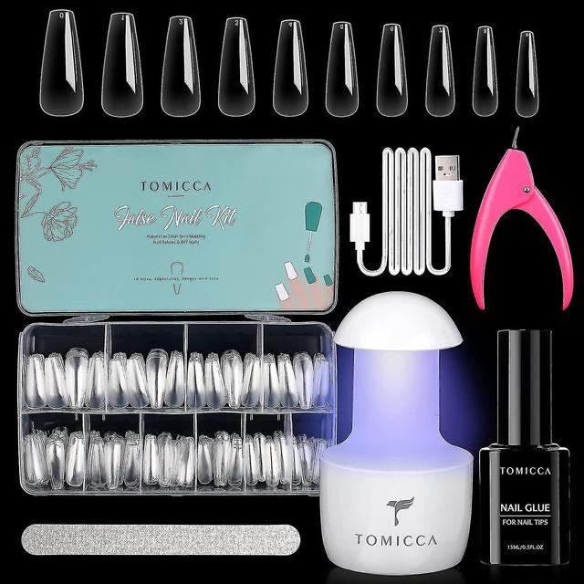 Exwo Kapsułka Americaine Ongle Kit-pose Americaine Ongle 500 sztuk Kapsułki Ongles Medium Cercueil- Avec Mini Lampe Ongles Uv Et 15ml Colle Ongleet... on Productcaster.