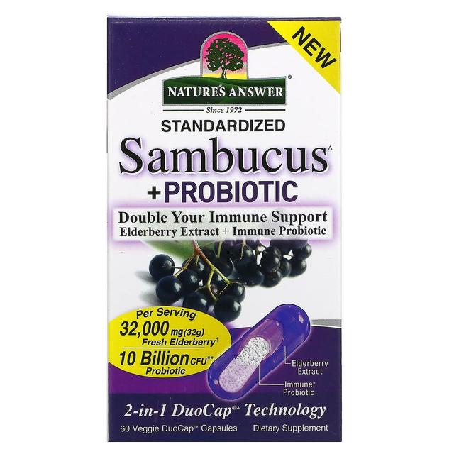 Nature's Answer Resposta da Natureza, Sambucus + Probiótico, 60 Cápsulas De DuoCap Vegan on Productcaster.