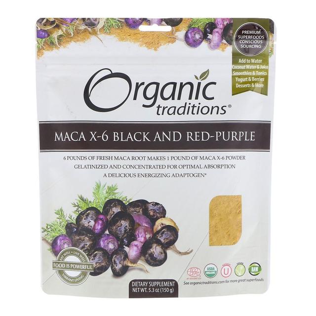 Organic Traditions Orgaaniset perinteet, Maca X-6 musta ja punainen-violetti, 5,3 oz (150 g) on Productcaster.