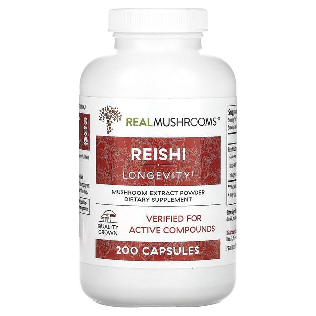 Real Mushrooms, Reishi, Mushroom Extract Powder, 200 Capsules on Productcaster.