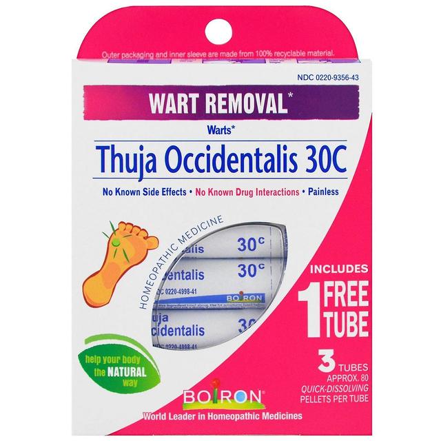 Boiron, Thuja Occidentalis 30C, 3 Tubes, Approx 80 Pellets Each on Productcaster.