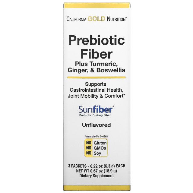 California Gold Nutrition, Prebiotic Fiber Plus Turmeric, Ginger, & Boswellia, 3 Packets, 0.22 oz (6 on Productcaster.