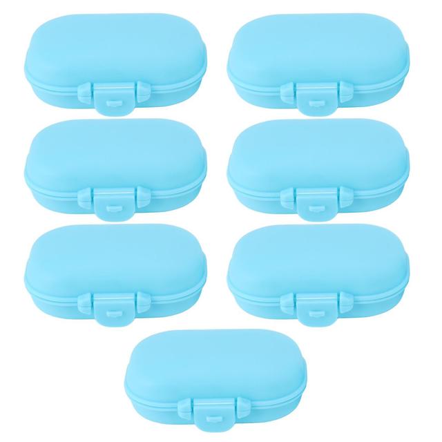 7PCS Medicine Case Bærbar Avtakbar Safe Mini 4 Rom Medisin Arrangør for utendørs reise Blå on Productcaster.