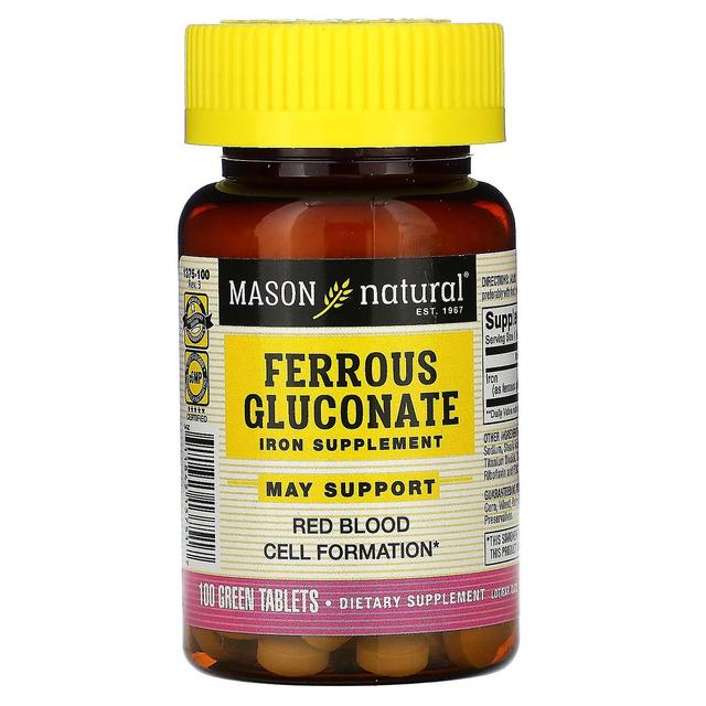 Mason Natural, Ferrous Gluconate, 100 Green Tablets on Productcaster.