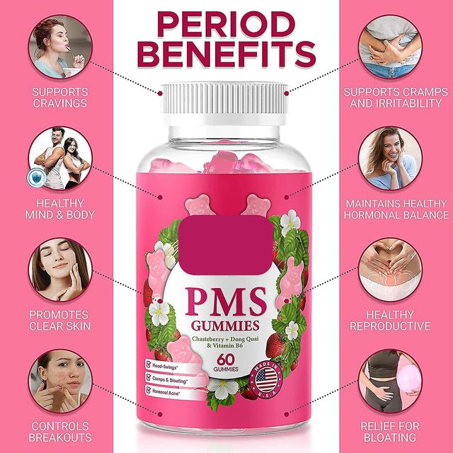 2 Pack Pms Supplement Gummies - Pms Vitamins For Women Teens - Pms Relief Periods - Cramps, Bloating, Mood Disorders on Productcaster.