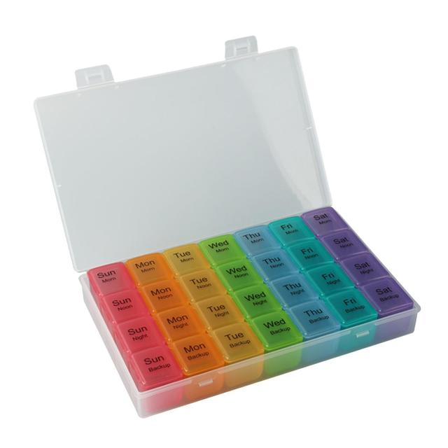 Portable 7 Days Pill Box Organiser Tablet Box For Pills Vitamins Colorful on Productcaster.