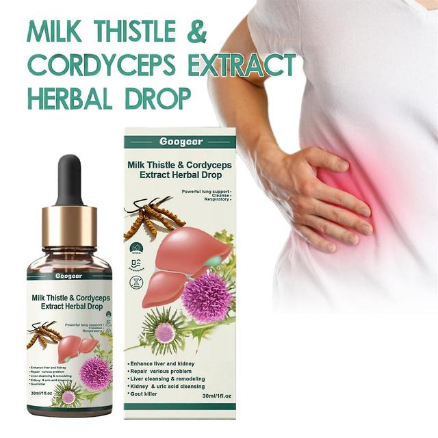 1-3pcs Milk Thistle Cordyceps Extract Herbal Drops Liver Kidney Cleanse Detox Repair 1PC on Productcaster.