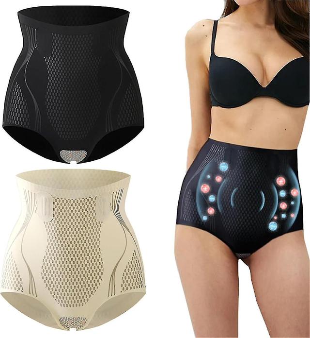 2pcs Ice Ion Fiber Repair Modeling Underwear, Graphene Nest Fiberr, Slimming Hip Gain, Abdominal Con M on Productcaster.