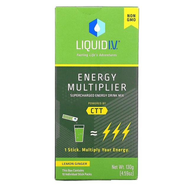 Liquid I.V., Multiplicador de Energia, Mistura de Bebidas Energéticas Supercarregadas, Gengibre de Limão, 10 Stick Packs, 0,56 oz on Productcaster.