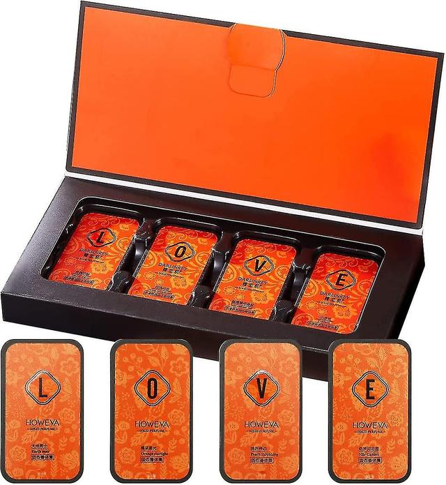 Szlykj 50% Off, 4pcs Solid Cologne Perfume, Fresh Floral And Fruity Scent,floral Perfume 0.35oz/box orange on Productcaster.