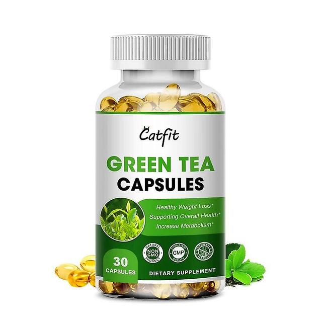 Visgaler Organic Tea Polyphenols Capsules For Natural Energy Benefits For Heart Health Care Lipolysis Green Tea Extract Supplement 30pcs on Productcaster.