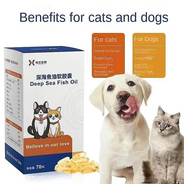 Jinzhaolai Pet Nutritional Supplement Deep Sea Fish Oil 70 Capsules Beautiful Fur Bright Fur for Dogs and Cats Protects Joints and Nourishe on Productcaster.