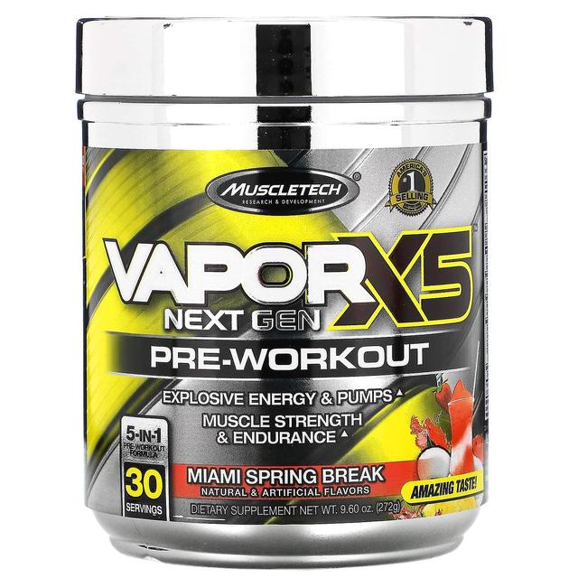 MuscleTech, VaporX5, Næste generation, Pre-Workout, Miami Spring Break, 9,60 oz (272 g) on Productcaster.