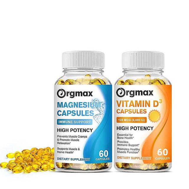 Magnesium Capsules + Vitamin D3 Capsules, Protect Muscles And Nerves, Strengthen Bones And Teeth, Support Heart Healthhuamade Huamade 2 bottles on Productcaster.