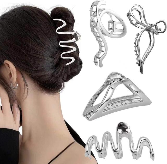 Dewenwils Dww-lot De 4 Grandes Pinces Cheveux En Mtal Argent Pour Femme Et Fille on Productcaster.